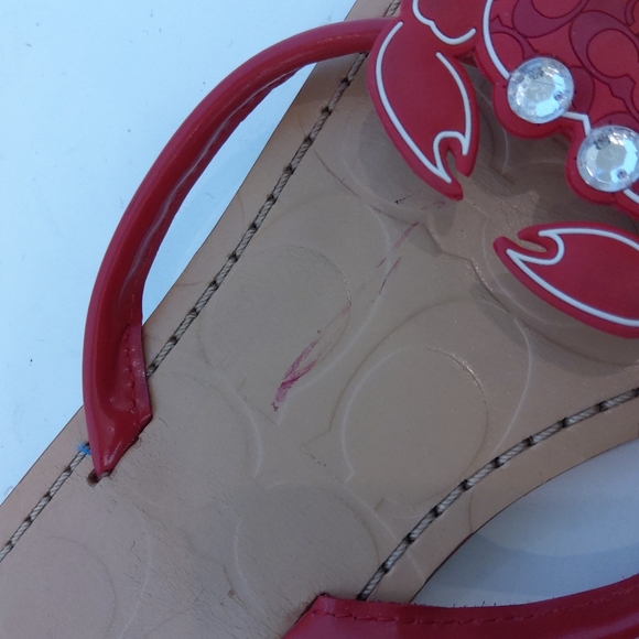 Rare Coach Marina red crab rhinestones thong flip flop sandals - Picture 9 of 10
